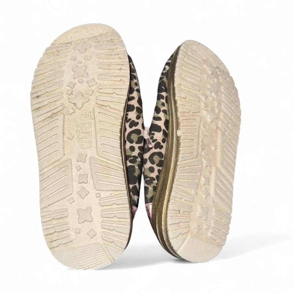 HEY DUDE YOUTH 2-3 LEOPARD W/GOLD PINK TRIM SLIP‎ ON SHOE - Picture 7 of 7